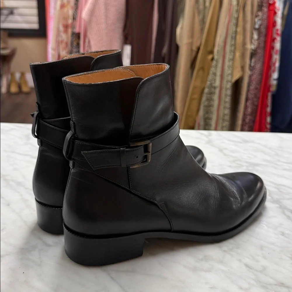 Men's Brooks Brothers Black Ankle Strap Buckle Leather Dress Boot Size 9